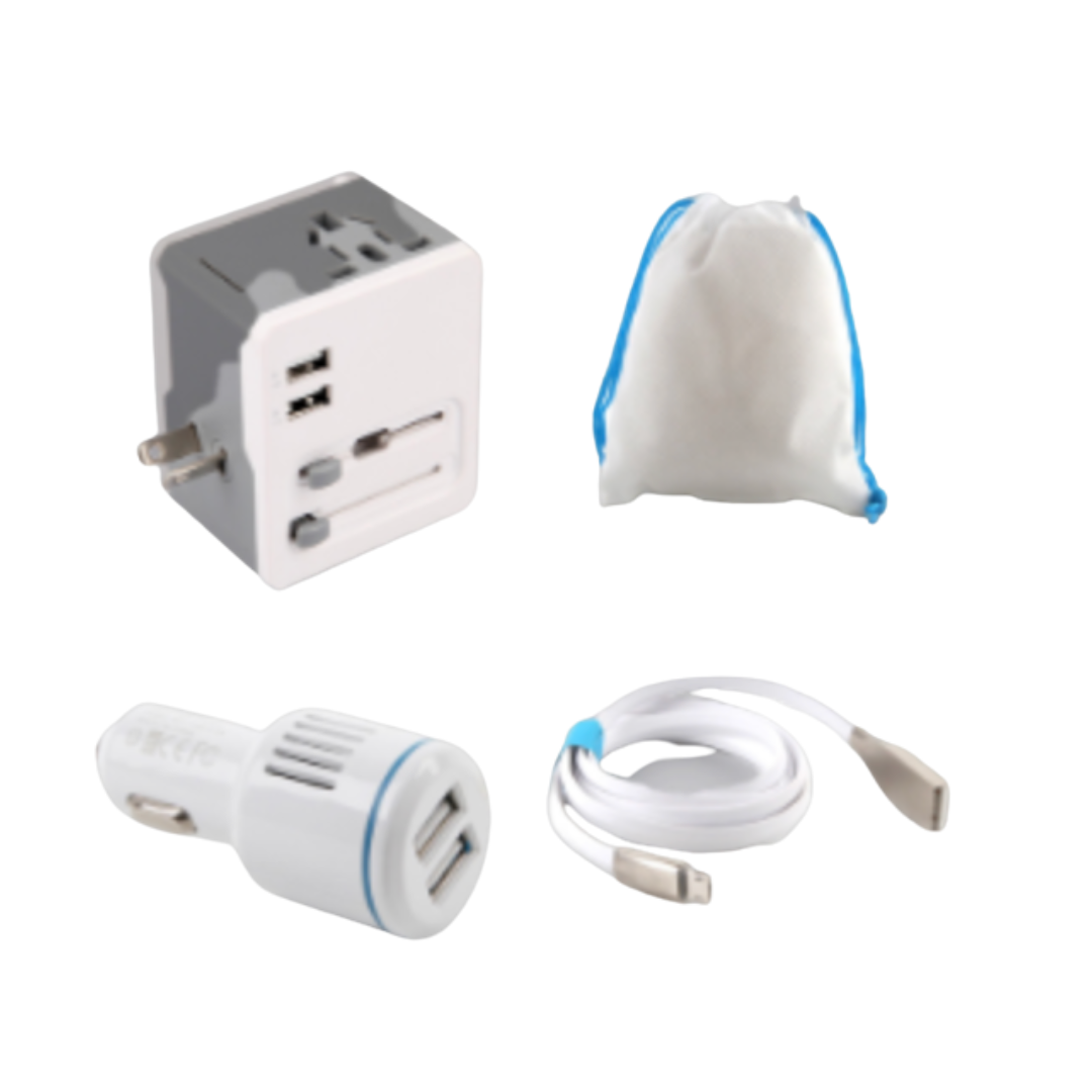 TRAVEL KIT GREY – All-in-One Universal Travel Adapter with USB Chargers