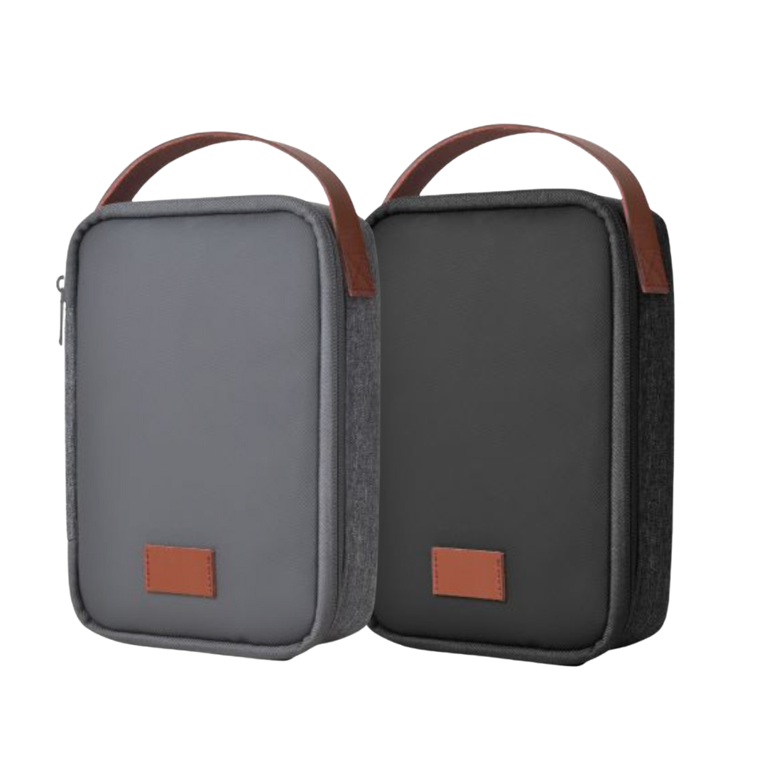 MINIMALIST TRAVEL - Water-Resistant Mini Pouch with Leather Handle and Adjustable Divider