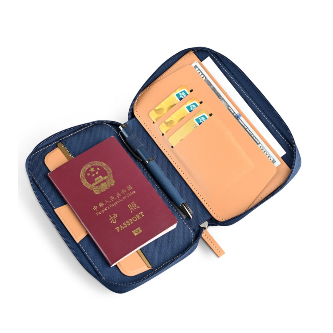 RPET TRAVI - Eco-Friendly Travel Wallet with Multiple Slots and Zipper Closure