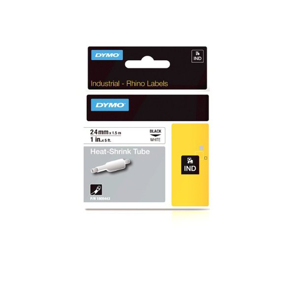 Dymo Rhino 1805443 Heat-Shrink Cable Label Tube 24mm x 1.5m - Black on White (pc)