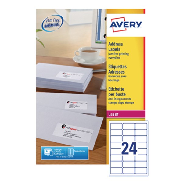Buy Avery L7159100 Address Laser Labels 63.5 x 33.9 mm White (pkt