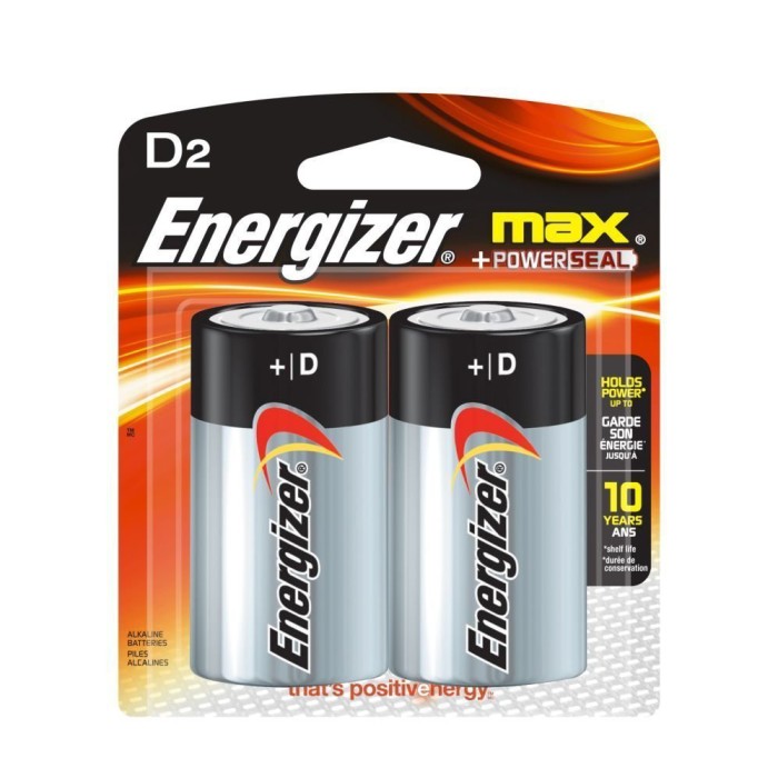 Buy Energizer Max E95BP2 D Cell 1.5V Alkaline Batteries with Power Seal