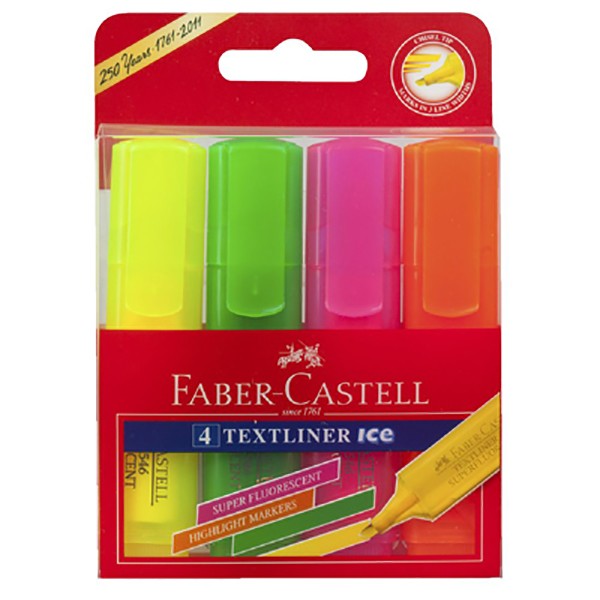 Faber Castell 154604 Super Fluorescent Highlighter - Assorted (pkt/4pcs)