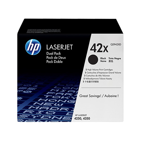 HP 42X Dual Pack High-Yield Laserjet Toner Cartridge (Q5942XD) - Black