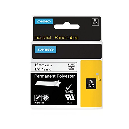 Dymo Rhino S0718210 (18483/18764) Permanent Polyester Tape 12mm x 5.5m - Black on White (pc)