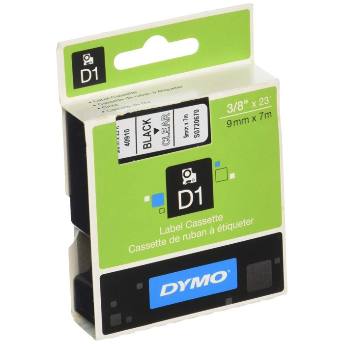 Dymo S0720670 (40910) D1 Standard Tape 9mm x 7m - Black on Clear (pc)