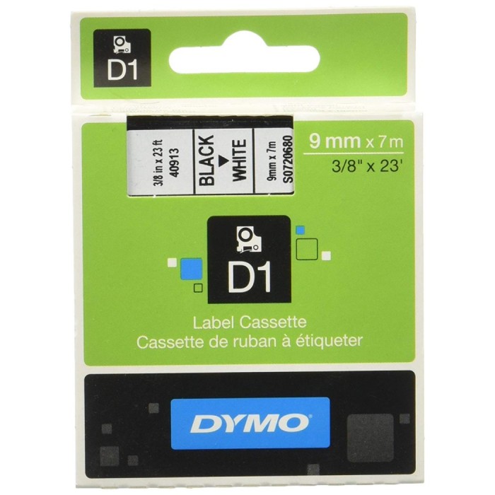 Dymo S0720680 (40913) D1 Standard Tape 9mm x 7m - Black on White (pc)