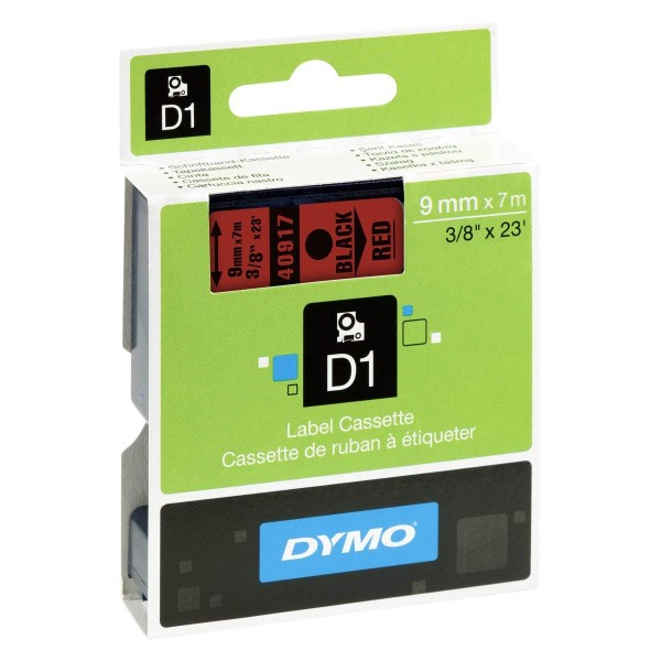 Dymo S0720720 (40917) D1 Standard Tape 9mm x 7m - Black on Red (pc)