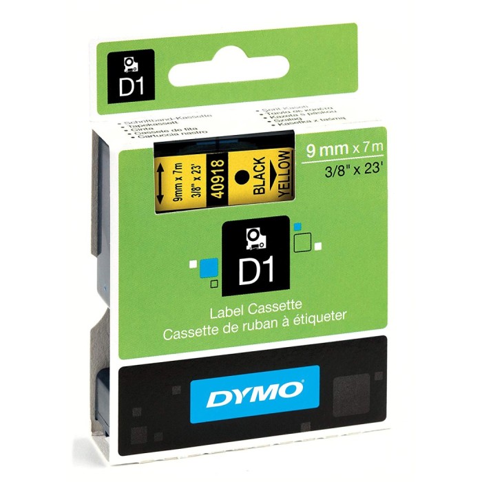 Dymo S0720730 (40918) D1 Standard Tape 9mm x 7m - Black on Yellow (pc)