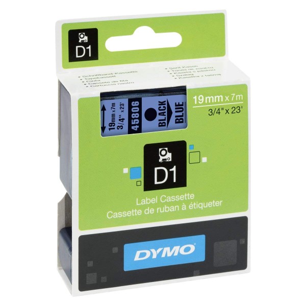 Dymo S0720860 (45806) D1 Standard Label Tape 19mm x 7m - Black on Blue (pc)