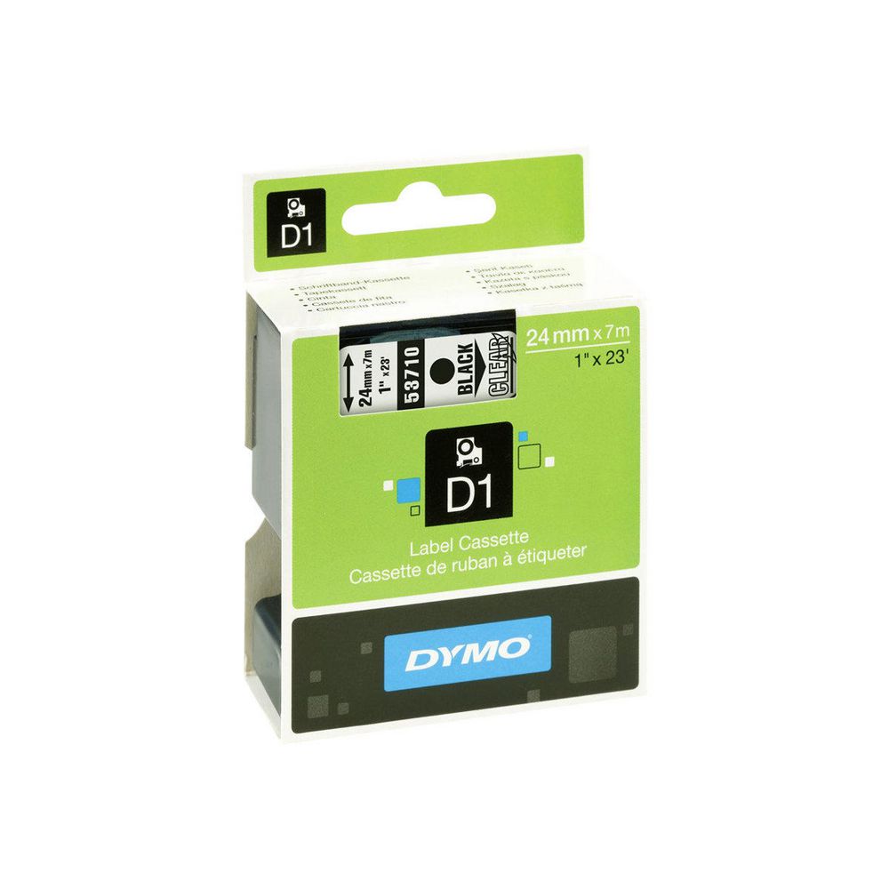 Dymo S0720920 (53710) D1 Label Tape 24mm x 7m - Black on Transparent (pc)