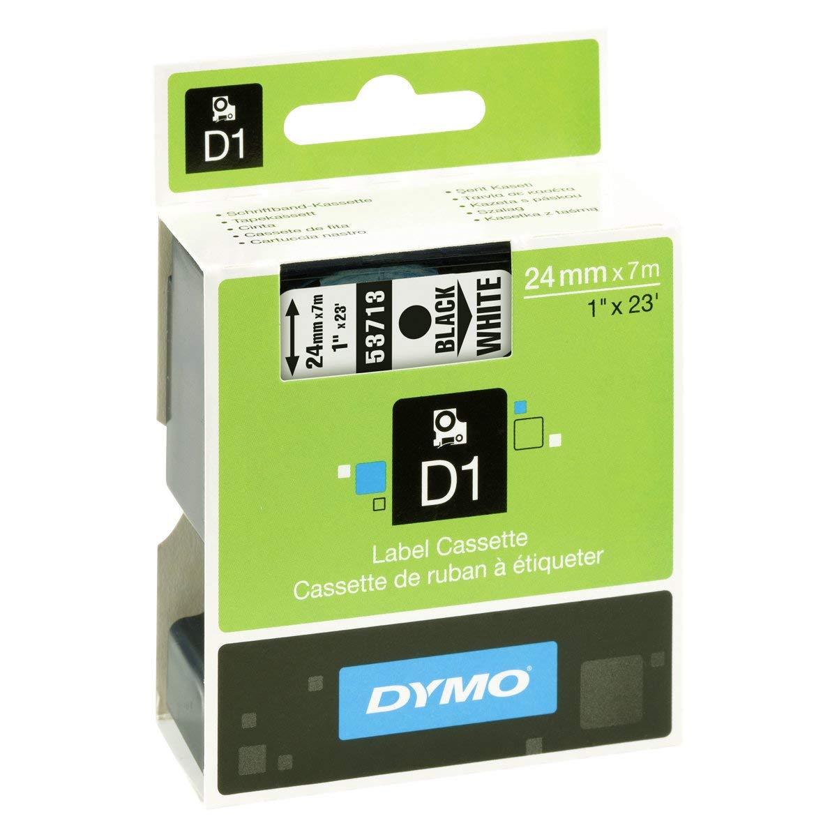 Dymo S0720930 (53713) D1 Label Tape 24mm x 7m - Black on White (pc)
