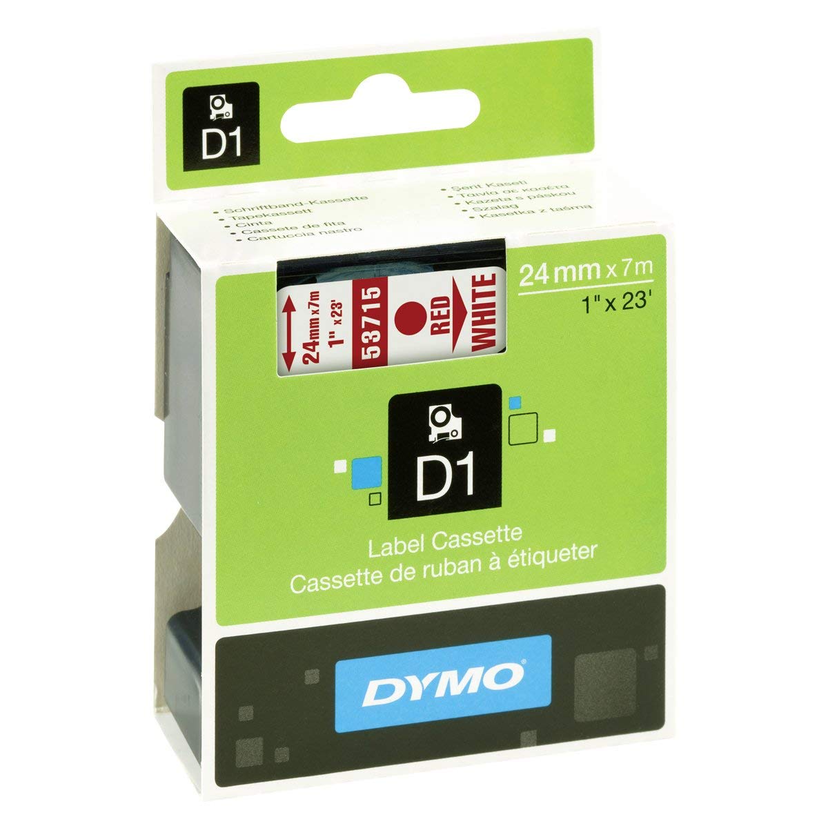 Dymo S0720950 (53715) D1 Label Tape 24mm x 7m - Red on White (pc)
