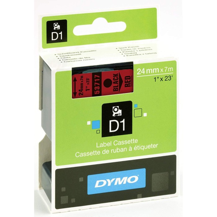 Dymo S0720970 (53717) D1 Label Tape 24mm x 7m - Black on Red (pc)