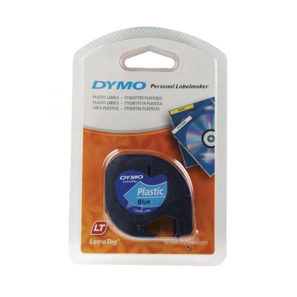 Dymo LetraTag (91205) Plastic Label Tape 12mm x 4m - Black on Blue S0721650 (pc)