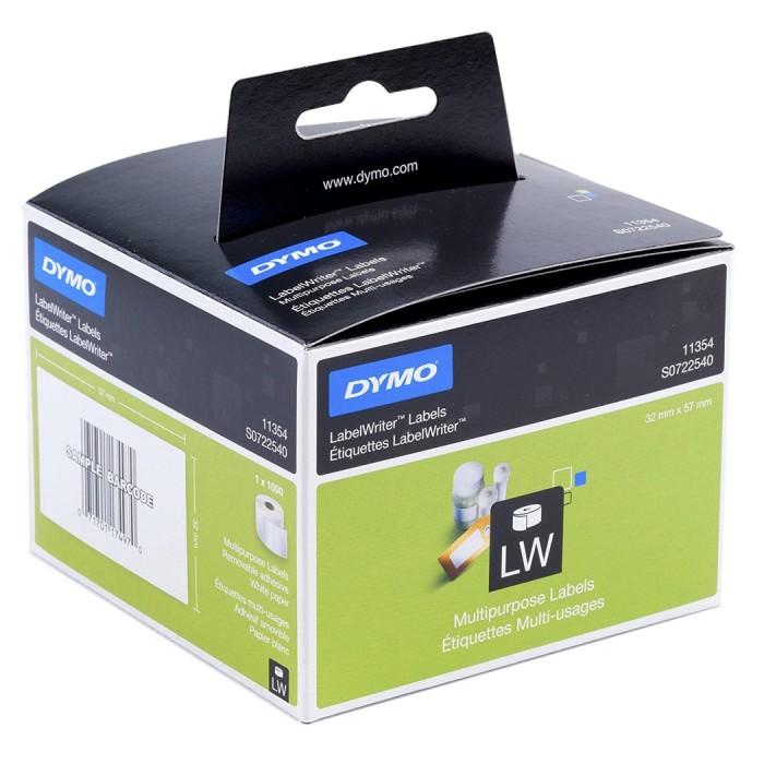 Dymo S0722540 (11354) LabelWriter Multi-Purpose Labels 57mm x 32mm - Black on White (roll)