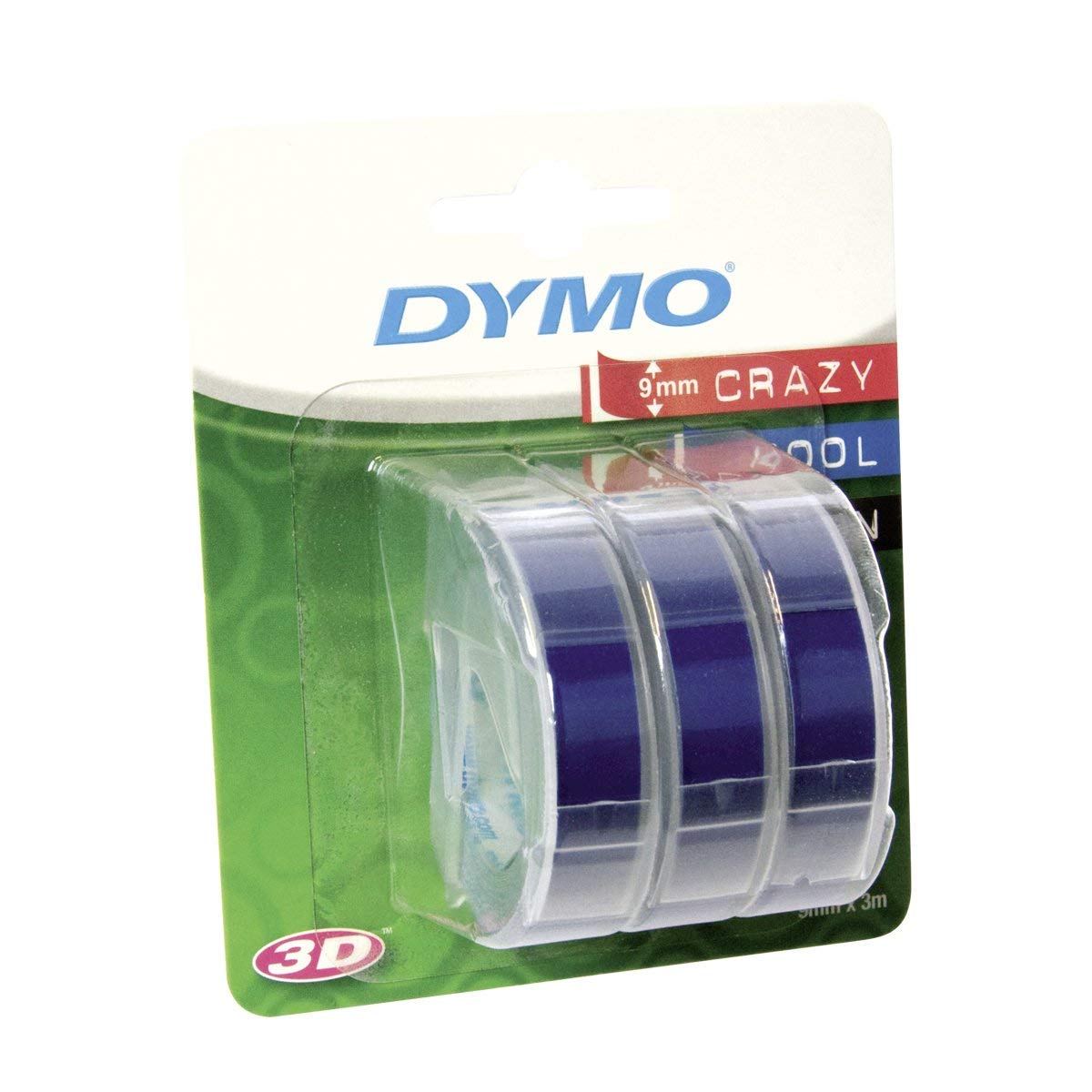 Dymo S0847740 3D Embossing Tape 9mm x 3m - White On Blue (pkt/3pcs)