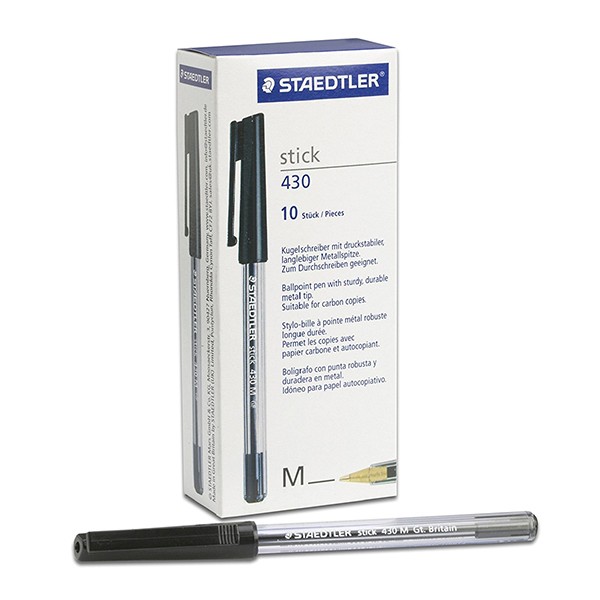 STAEDTLER Stick 430 Medium Tip Ballpoint Pens - Blue Red Green Black